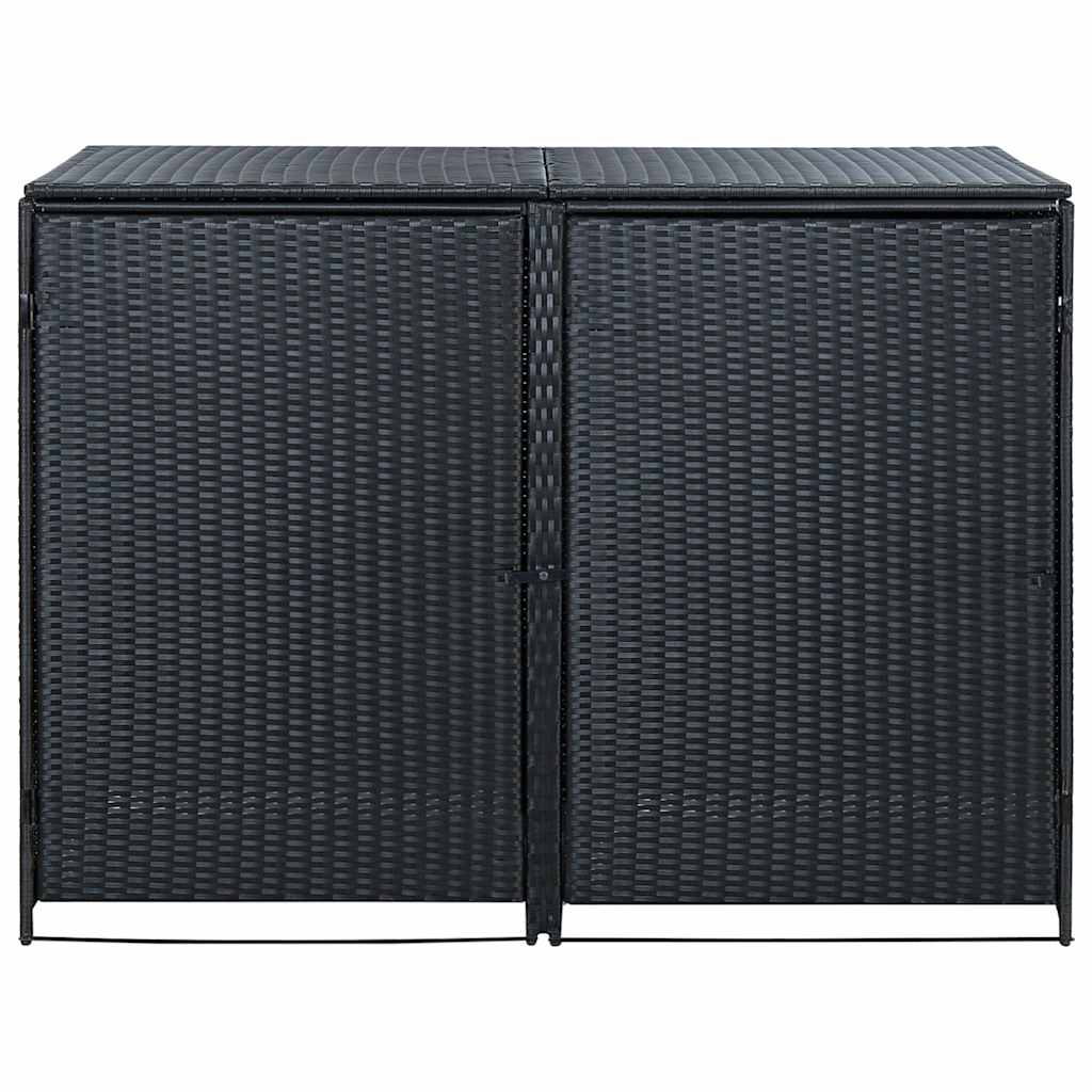 Mülltonnenbox für 2 Tonnen Poly Rattan Schwarz 148x80x111 cm