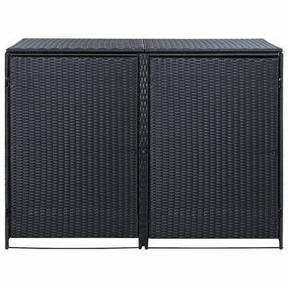 Mülltonnenbox für 2 Tonnen Poly Rattan Schwarz 148x80x111 cm