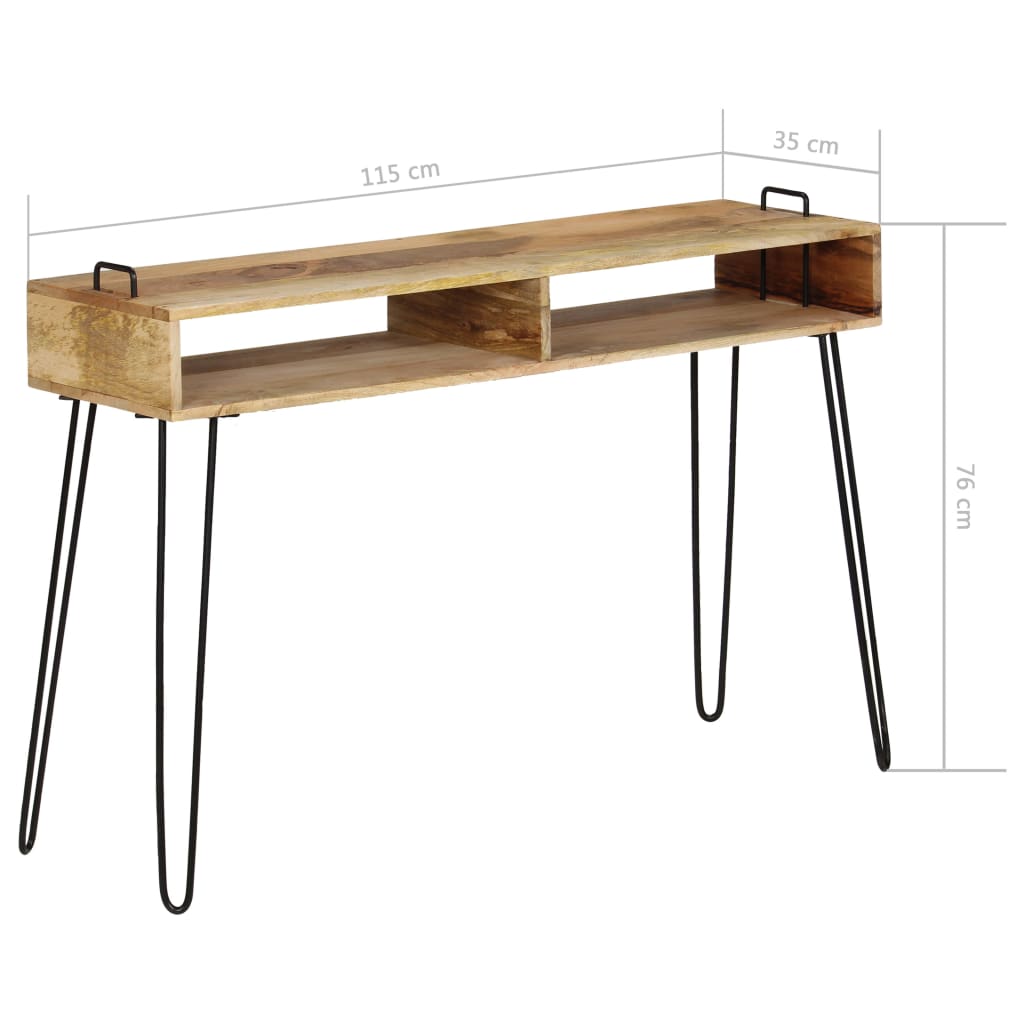 Konsolbord massivt mangotræ 115 x 35 x 76 cm