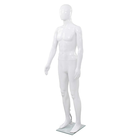 Mannequin med glasbund Hvid 185 cm
