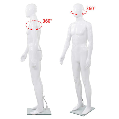 Mannequin med glasbund Hvid 185 cm