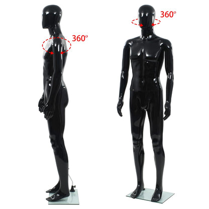 Mannequin med glasbund Sort 185 cm