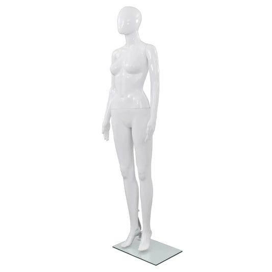 Damemannequin med glasbund Hvid 175 cm