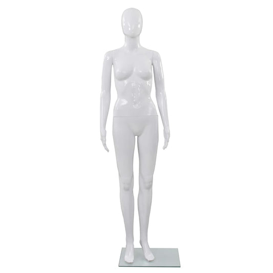 Damemannequin med glasbund Hvid 175 cm