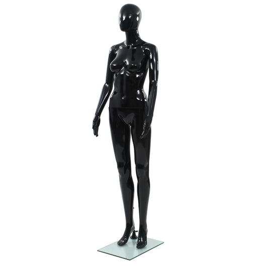 Damemannequin med glasbund Sort 175 cm