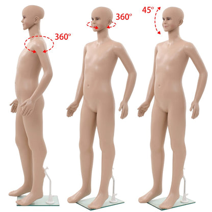 Full-body mannequin barn med glas base beige 180 cm