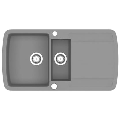 Granitspüle Doppelbecken Grau