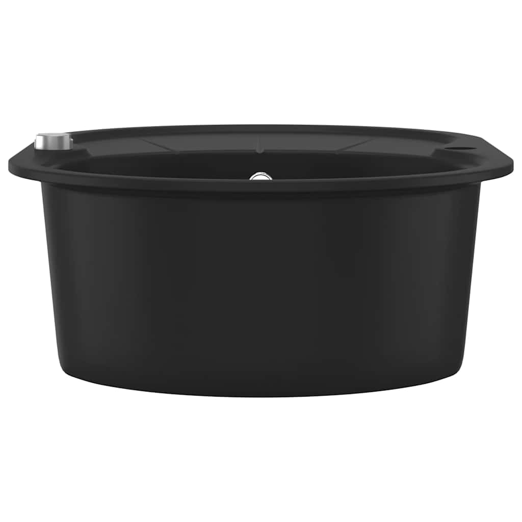 Granit Küchenspüle Einzelwaschbecken Oval Schwarz