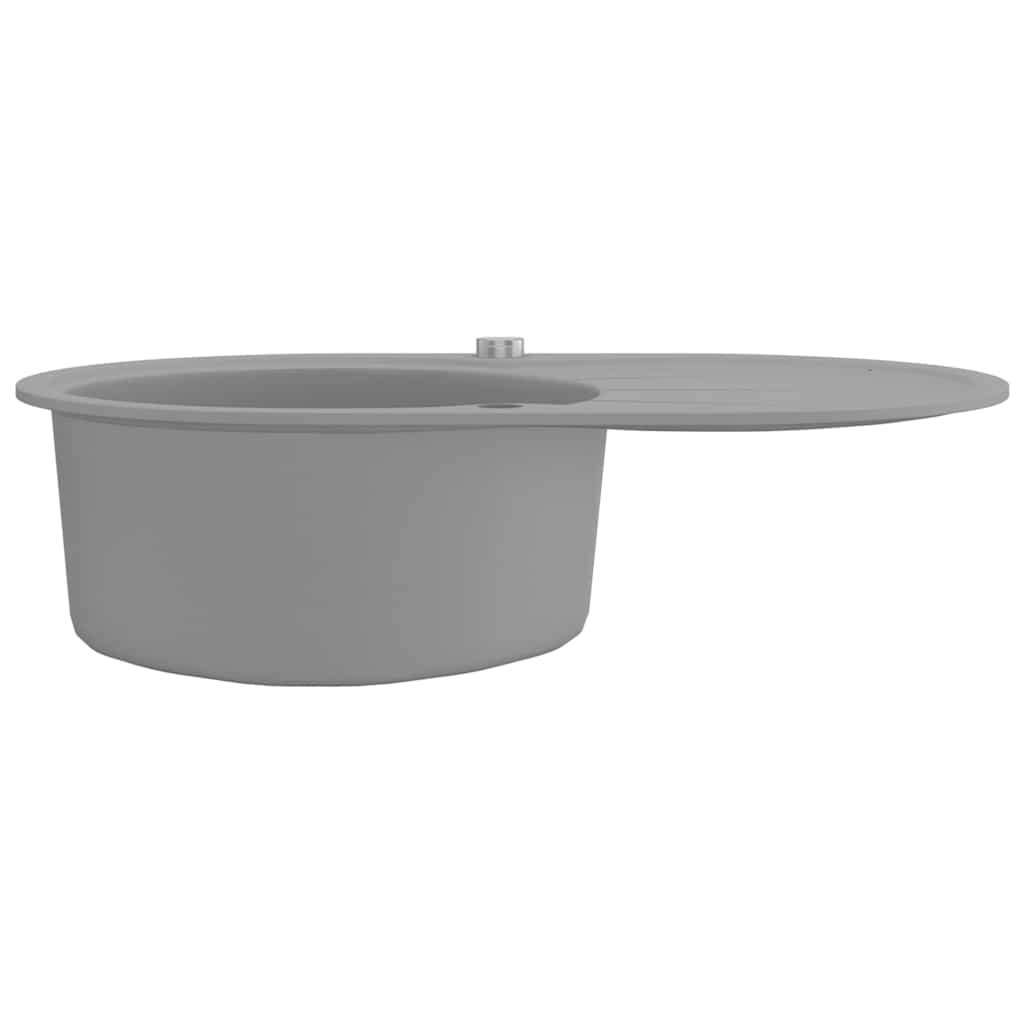Granitspüle Einzelbecken Oval Grau