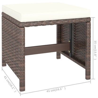 6-tlg. Garten-Essgruppe mit Auflagen Poly Rattan Braun
