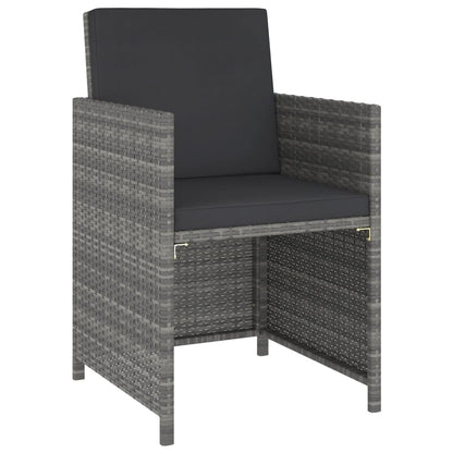 6-tlg. Garten-Essgruppe mit Auflagen Poly Rattan Grau