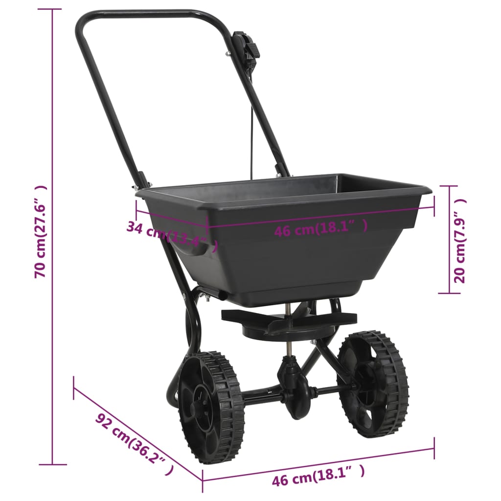 Handstreuwagen Salzstreuer PVC und Stahl 80x46x75 cm 15 L