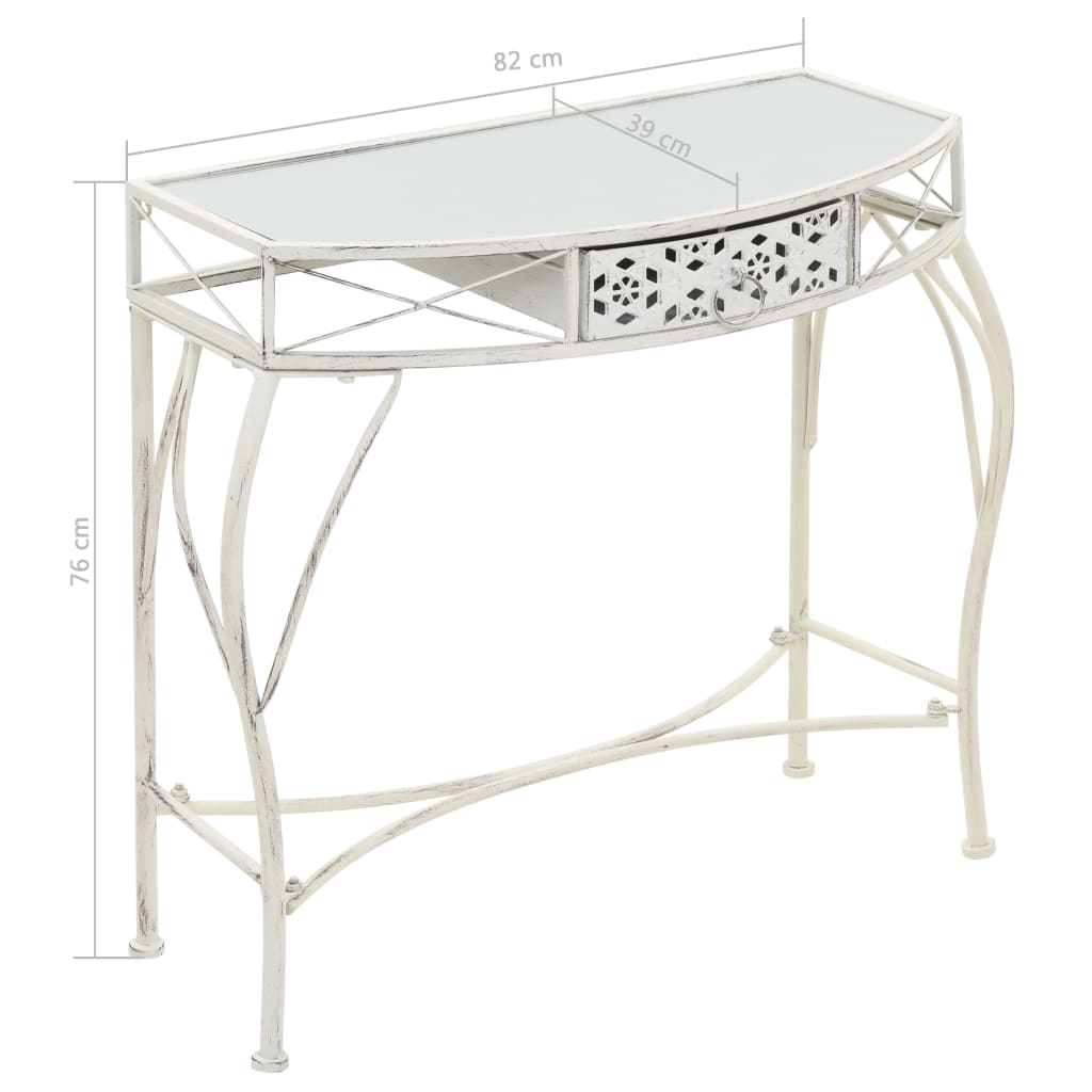 Sidebord fransk stil metal 82x39x76 cm Hvid
