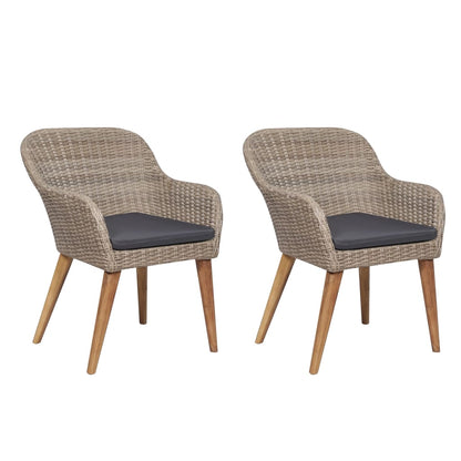 Gartenstühle mit Polstern 2 Stk. Poly Rattan Braun