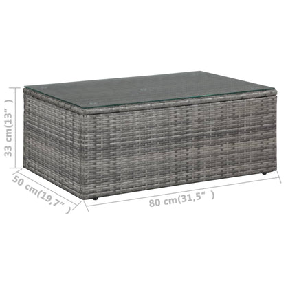 4-tlg. Garten-Lounge-Set mit Auflagen Poly Rattan Grau