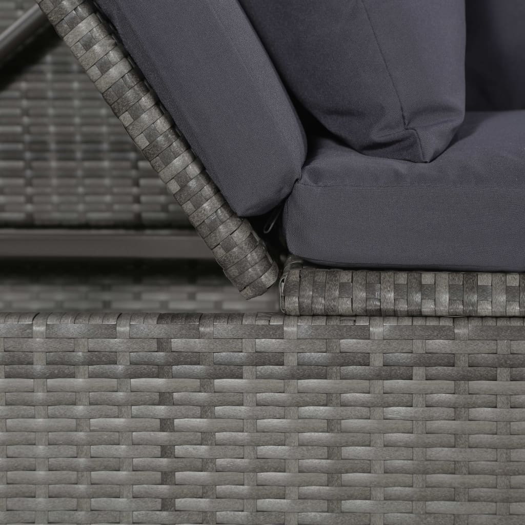 Garten-Sofabett 200x60 cm Poly Rattan Grau