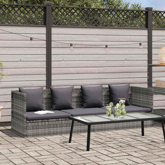 Garten-Sofabett 200x60 cm Poly Rattan Grau