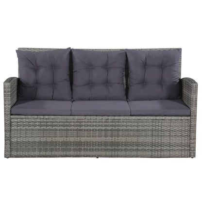 6-tlg. Garten-Lounge-Set mit Auflagen Poly Rattan Grau