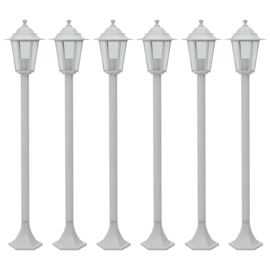 Garten-Pollerleuchte 6 Stk. E27 110 cm Aluminium Weiß