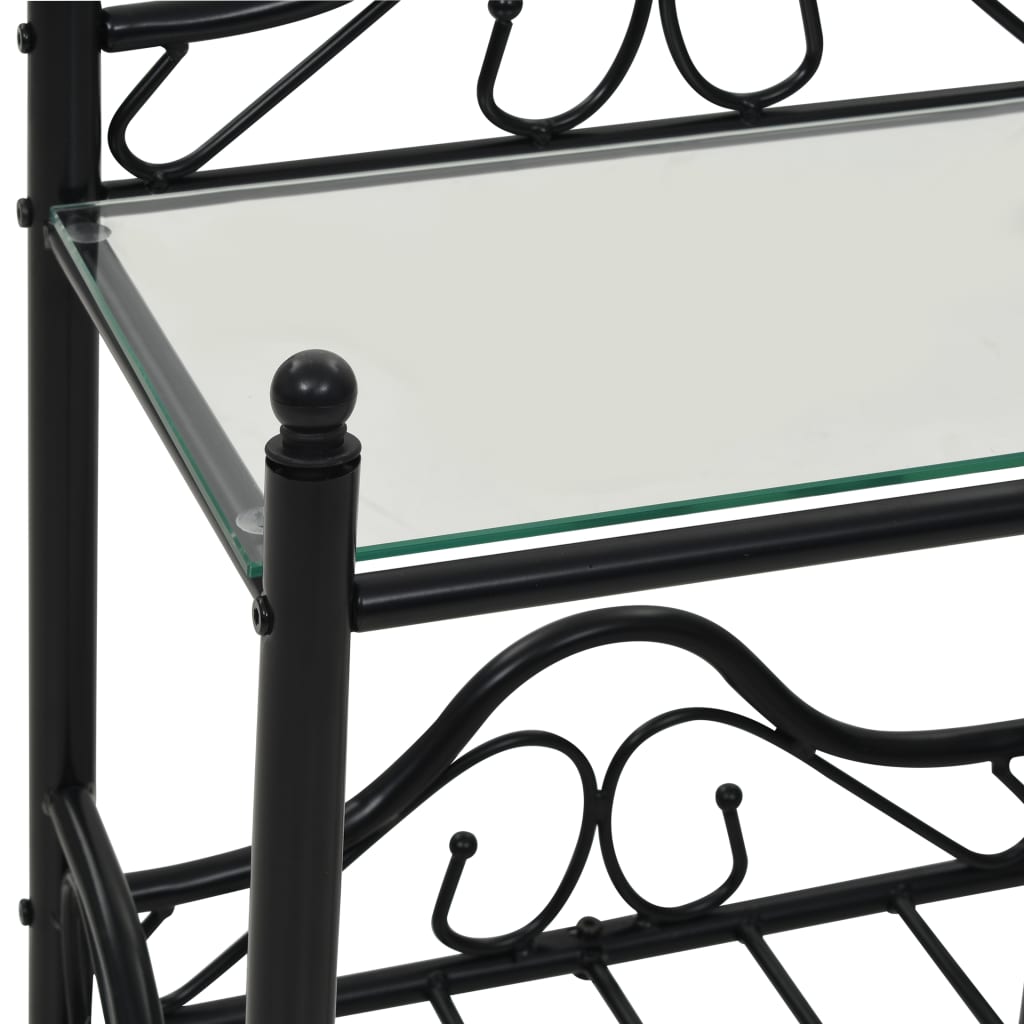 Sengeborde 2 stk Stål og hærdet glas 45 x 30,5 x 60 cm Sort