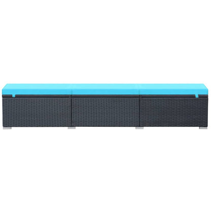 Sonnenliege mit Auflage Poly Rattan Schwarz
