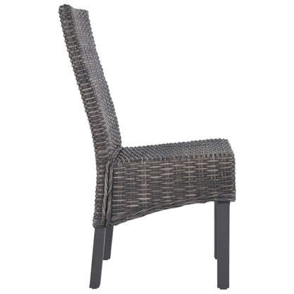 Esszimmerstühle 2 Stk. Braun Kubu-Rattan und Mahagoniholz