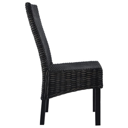 Esszimmerstühle 2 Stk. Schwarz Kubu-Rattan und Mahagoniholz