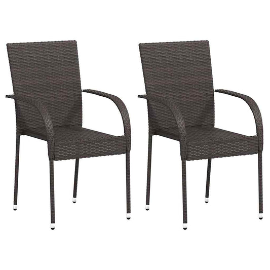 Stapelbare Gartenstühle 2 Stk. Poly Rattan Braun