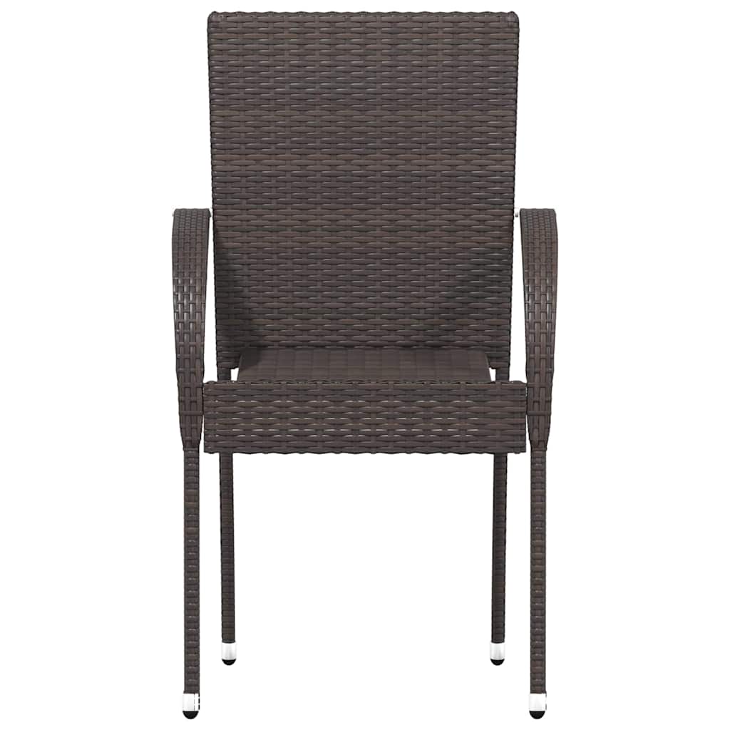Stapelbare Gartenstühle 2 Stk. Poly Rattan Braun