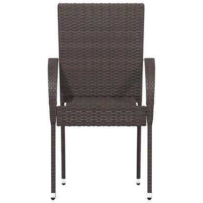 Stapelbare Gartenstühle 2 Stk. Poly Rattan Braun