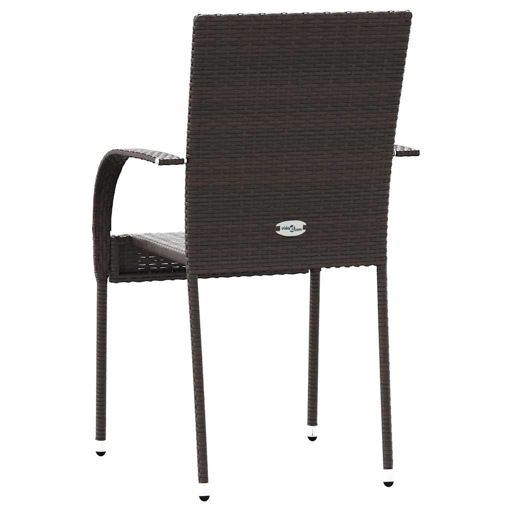 Stapelbare Gartenstühle 2 Stk. Poly Rattan Braun