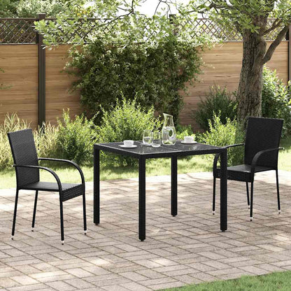 Stapelbare Gartenstühle 2 Stk. Poly Rattan Schwarz