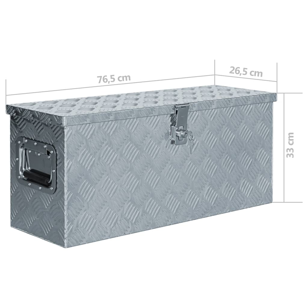 Aluminiumskasse 76,5×26,5×33 cm Sølv