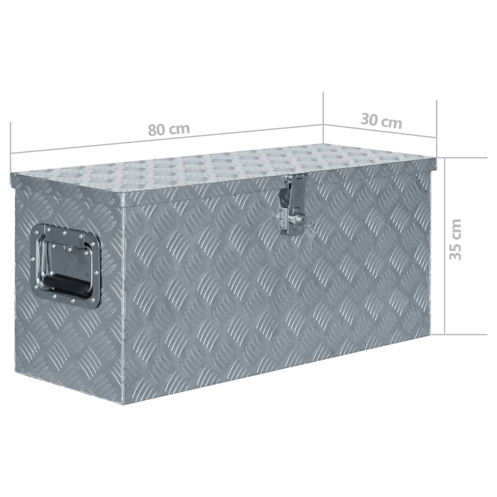 Aluminiumskasse 80×30×35 cm Sølv