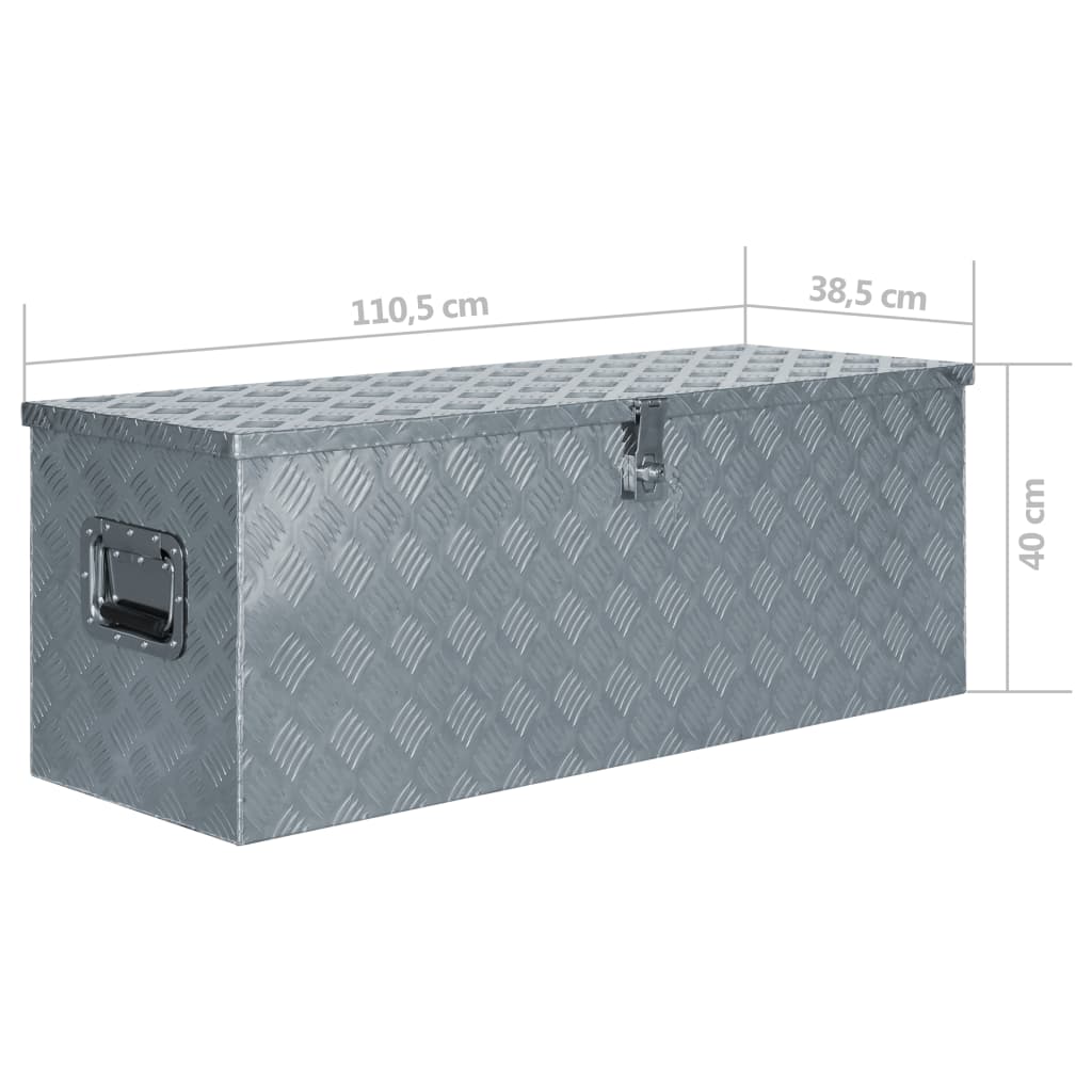 Aluminiumskasse 110,5×38,5×40 cm Sølv