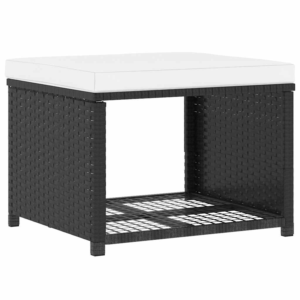 4-tlg. Garten-Lounge-Set Poly Rattan Schwarz