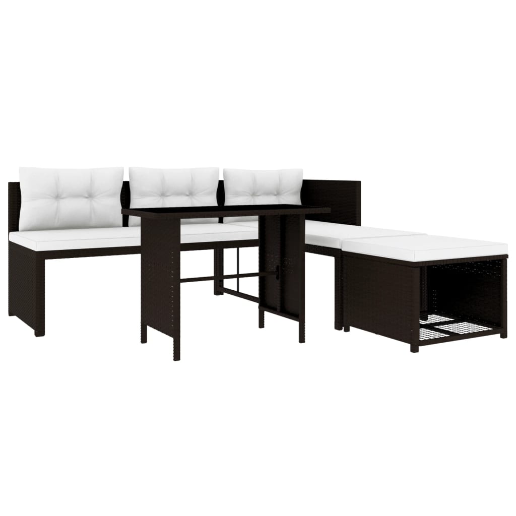 4-tlg. Garten-Lounge-Set Poly Rattan Braun