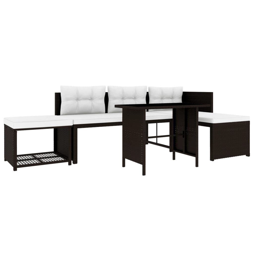 4-tlg. Garten-Lounge-Set Poly Rattan Braun