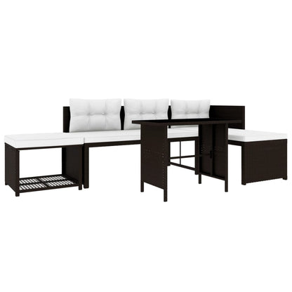 4-tlg. Garten-Lounge-Set Poly Rattan Braun