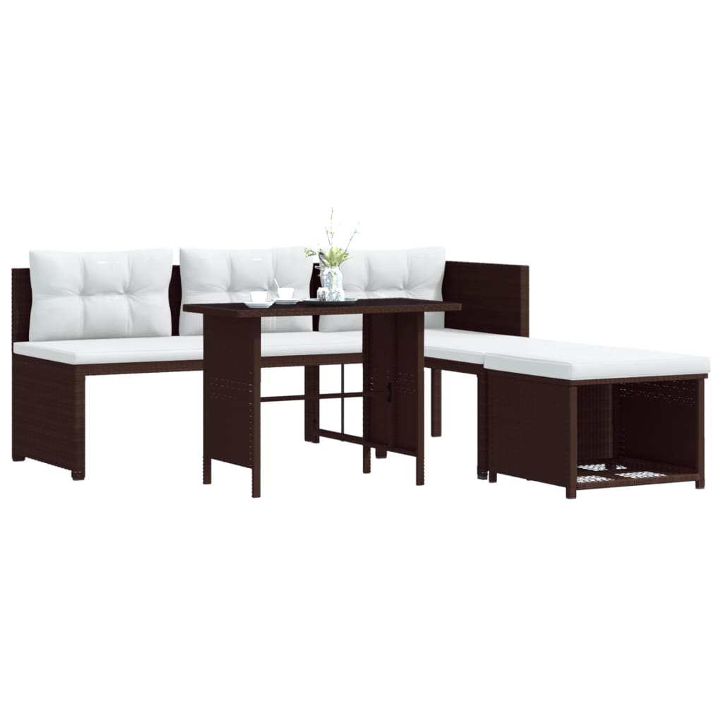 4-tlg. Garten-Lounge-Set Poly Rattan Braun