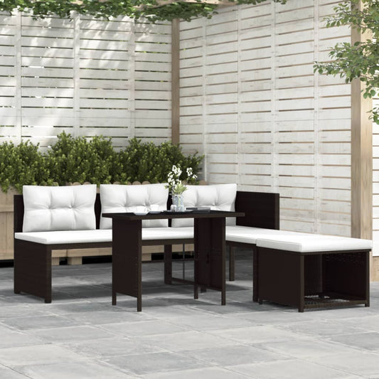 4-tlg. Garten-Lounge-Set Poly Rattan Braun
