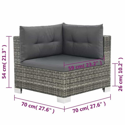 10-tlg. Garten-Lounge-Set mit Auflagen Poly Rattan Grau