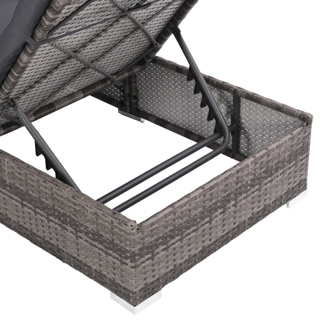 3-tlg. Garten-Lounge-Set mit Auflagen Poly Rattan Grau