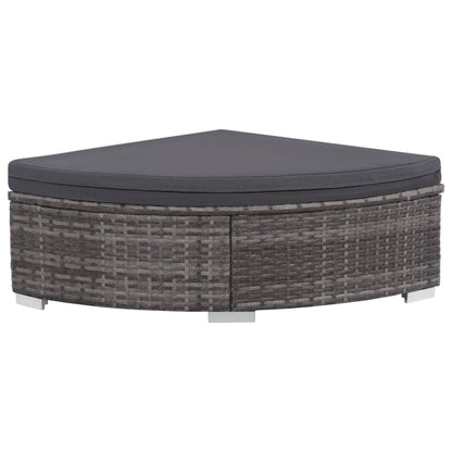 6-tlg. Garten-Lounge-Set mit Kissen Poly Rattan Grau