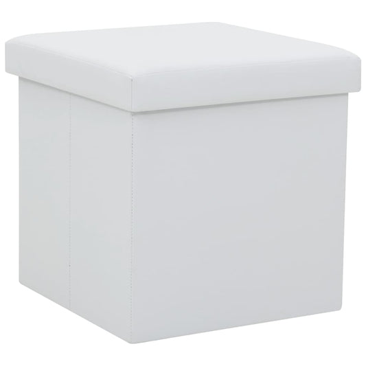 Hocker mit Stauraum Weiß Kunstleder