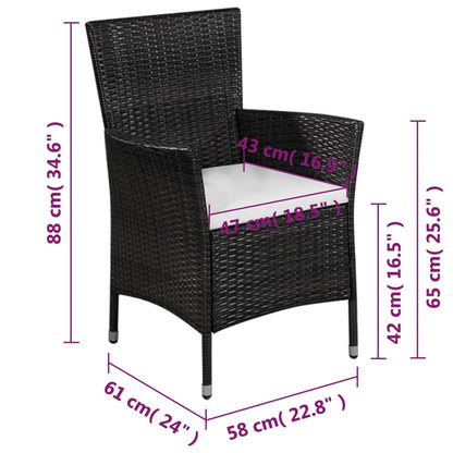 3-tlg. Bistro-Set Poly Rattan Schwarz