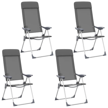 Klappbare Campingstühle 4 Stk. Grau Aluminium
