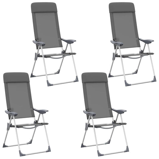 Klappbare Campingstühle 4 Stk. Grau Aluminium