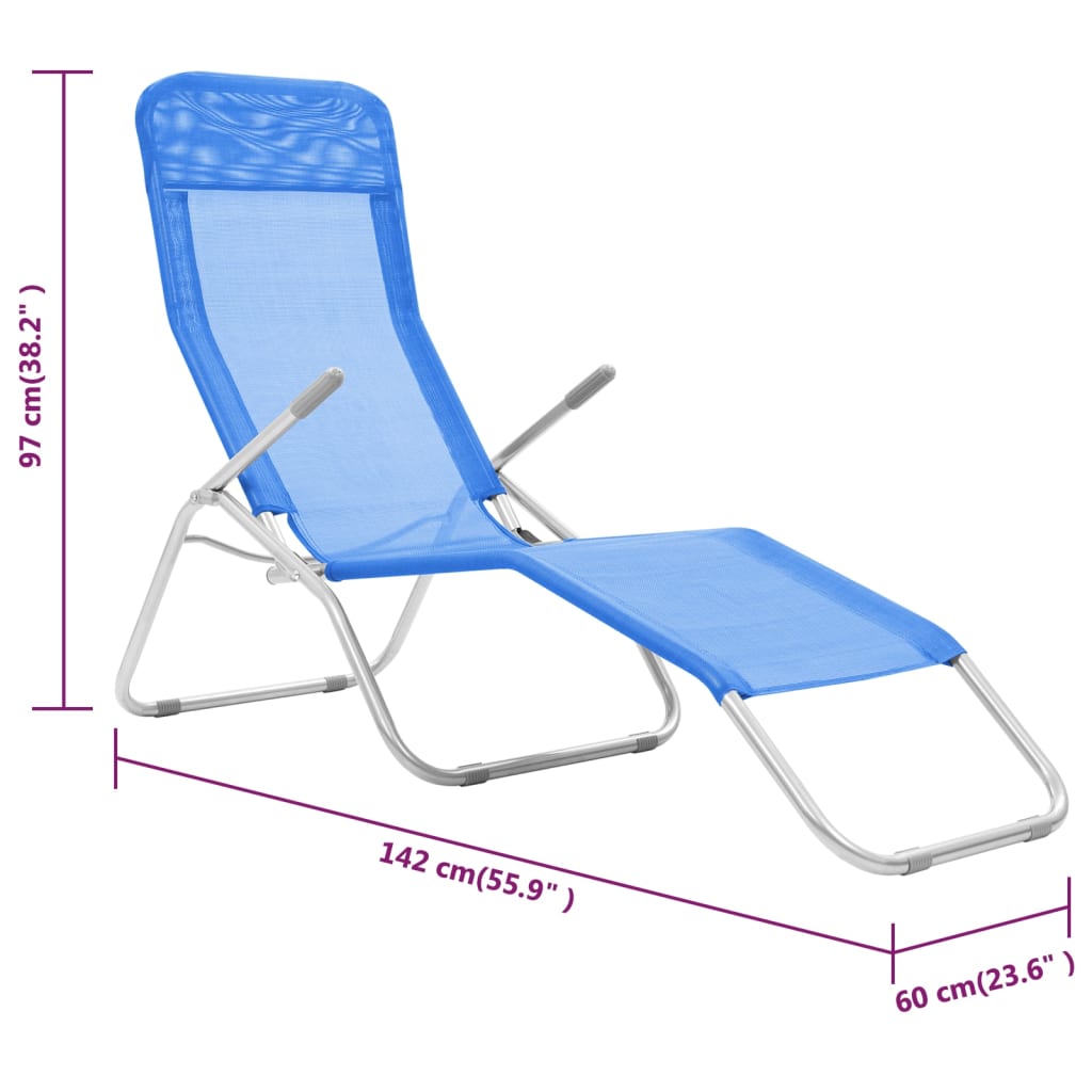 Klappliegen 2 Stk. Textilene Blau