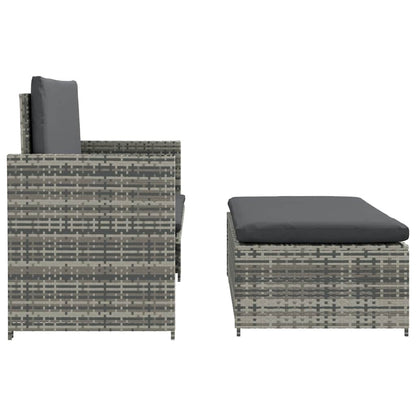 2-delt Have Lounge Sæt med Puder Poly Rattan Grey